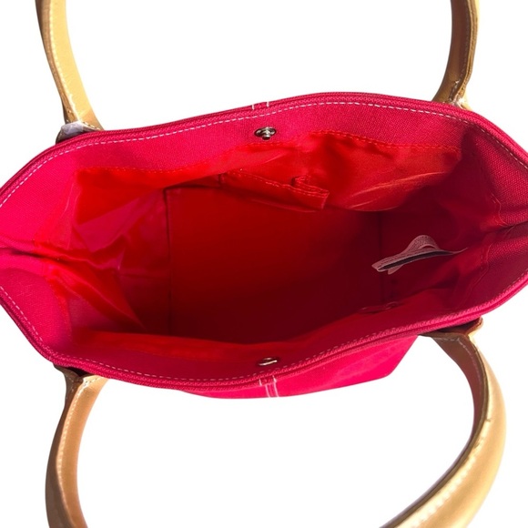 Lillian Vernon 100% Cotton Canvas Mini Tote with Leather Handles Red - Picture 10 of 13